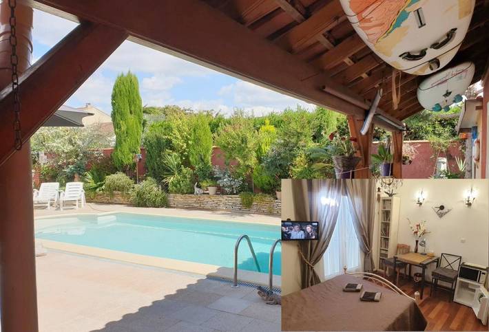 Appartement de vacances pour 2 personnes, avec Jacuzzi et Terrasse ainsi que Jardin et Piscine