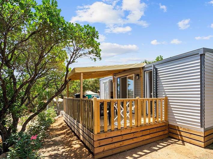 Camping Le Damier - Mobilheim 4 personen - Key West - 2 Schlafzimmer - 2 Badezimmer + Tv + Spa in Pianottoli-Caldarello, Sartène und Umgebung