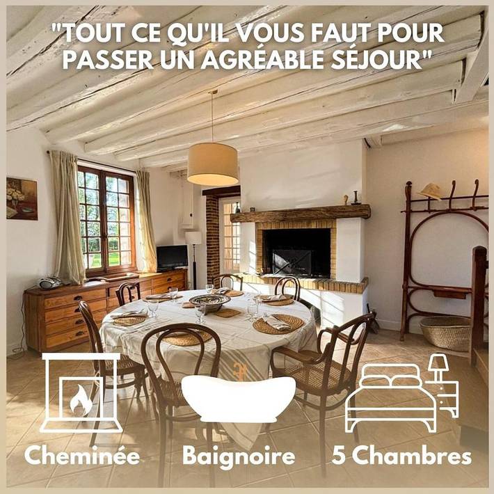 Location de vacances pour 10 personnes, avec vue ainsi que piscine et jardin dans Saint-Sulpice-sur-Risle