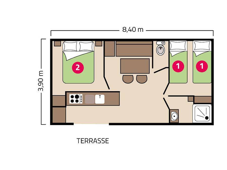 Camping La Corniche - Mobilheim 4 personen - Bahia 4 Personen in Plozévet, Côte de Cornouaille