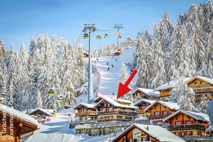 Hütte für 7 Personen, mit Balkon und Ausblick in Grächen