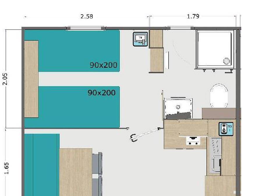 Camping Domaine Les Peupliers - Mobilhome 2 personnes - Mh Rapid-home Hotelier 1Ch n°68 in Tinténiac, Région de Saint-Malo