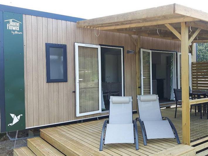 Flower Camping de l'Olivigne - Mobilheim 4 personen - Homeflower Premium 29 m² 2 Zimmer + Terrasse 17m² + Tv + Lv + Clim + Plancha 4 Pers. in Bize-Minervois, Mittelmeerküste (Frankreich)