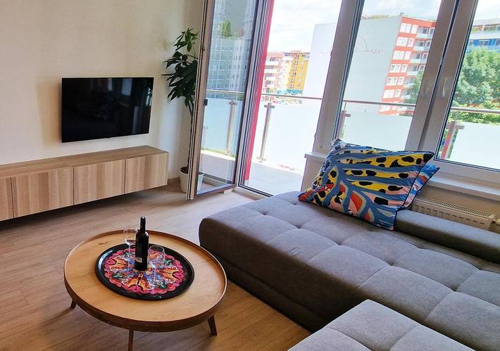 Apartament wakacyjny dla 4 osób, z Balkon i Ogród oraz Widok w Bratysława