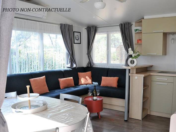 Camping Résidentiel La Pinède - Mobilheim 4 personen - Malediven Comfort – 2 Schlafzimmer, 32 m² – *Klimaanlage, Terrasse, Tv* in Castelnau-de-Guers, Mittelmeerküste (Frankreich)