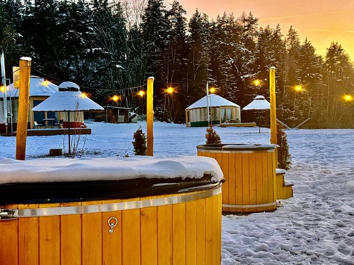 Kemping dla 4 osób, z ogród i basen oraz widok i sauna, zwierzęta dozwolone na Dolny Śląsk