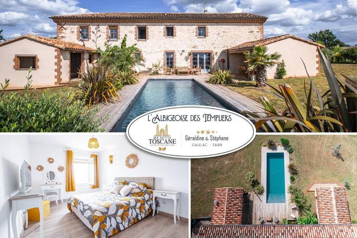 Location de vacances pour 10 personnes, avec Terrasse et Jardin ainsi que Piscine et Vue à Cunac