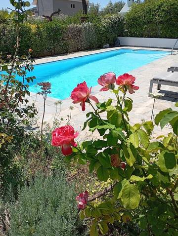 Gîte pour 2 personnes, avec piscine et jardin ainsi que vue et terrasse dans Anavissos