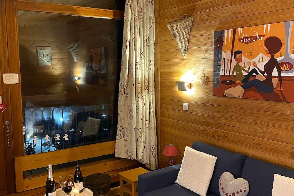 Geheel appartement, Arcs 1800, charmante studio 4 personen, op het zuidwesten gelegen terras, panoramisch uitzicht. in Arc 1800, Bourg-Saint-Maurice