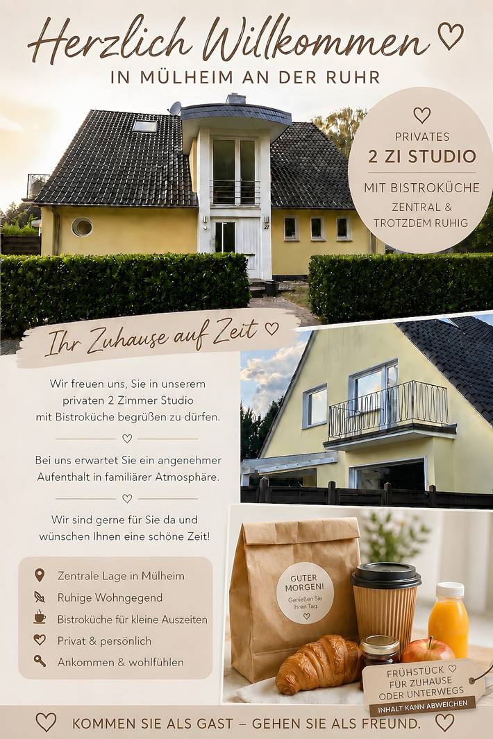 Ferienwohnung für 2 Personen, mit Balkon in Mülheim an der Ruhr