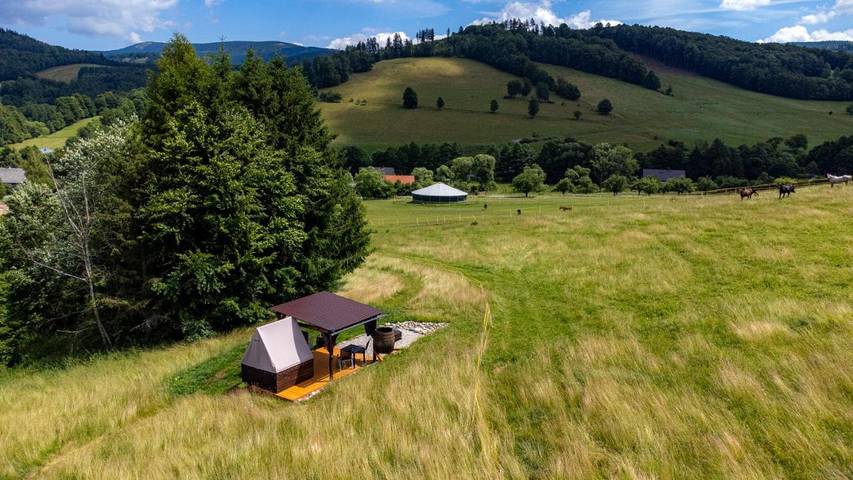 Kemping dla 2 osób, z widok i ogród, zwierzęta dozwolone w Morawy