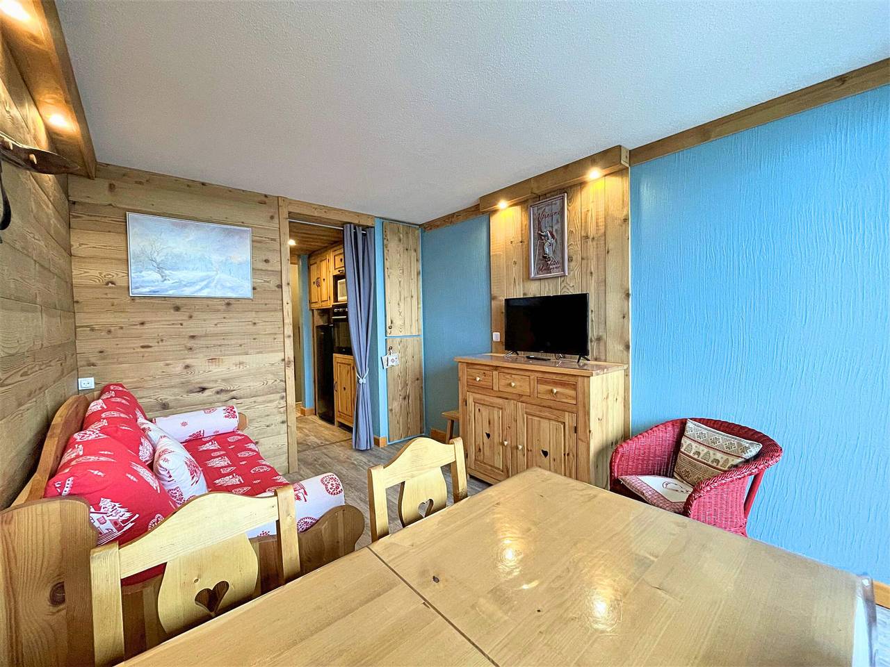 Ganze Wohnung, Appartement für 5 Personen mit ausgestatteter Küche direkt an den Pisten in Les Menuires, Saint-Martin-de-Belleville