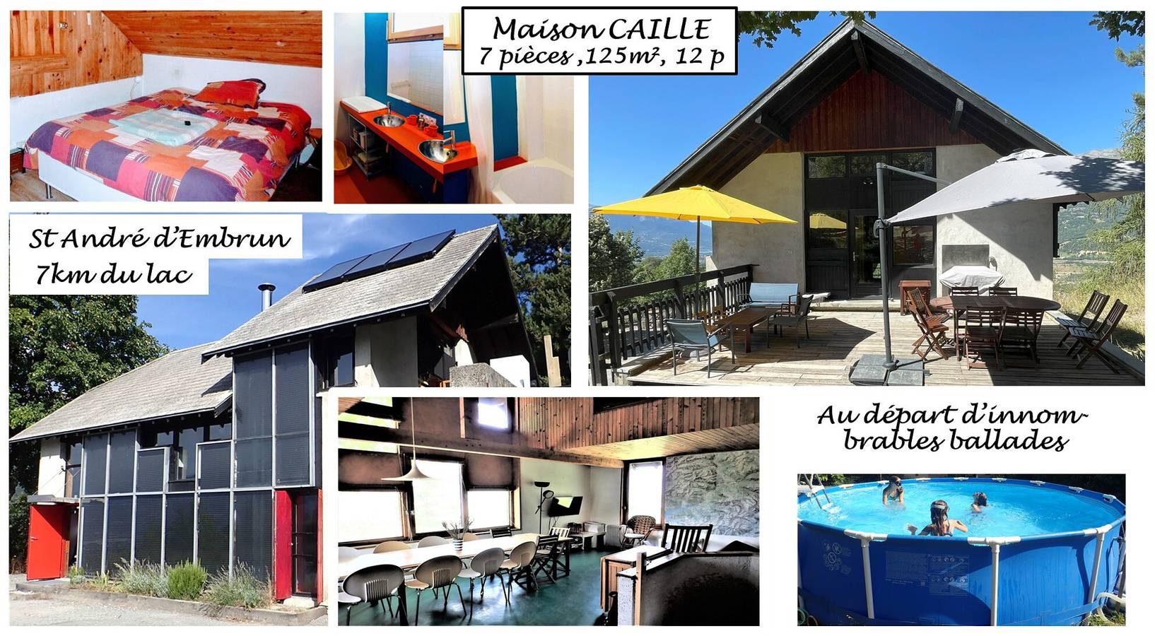 Ferienhaus "Embrun 7 Pièces, 12 couchages" mit Blick auf den See und die Berge, privater Pool in Saint-André-d'Embrun, Nationalpark Écrins