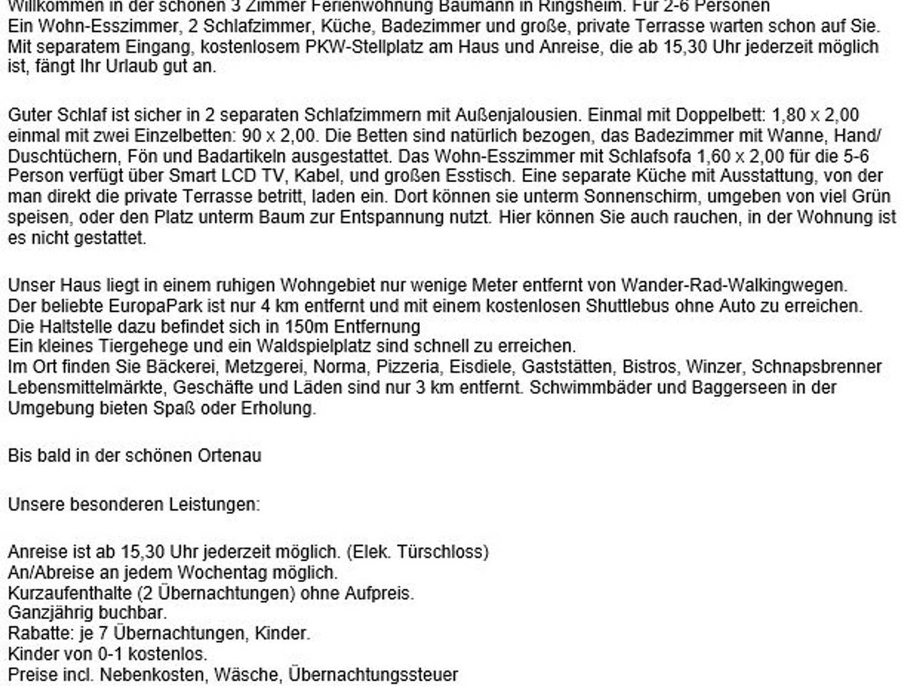 Ganze Ferienwohnung, Ferienwohnung Baumann für 2-6 Pers., nahe Europapark - Ferienwohnung Baumann-Ringsheim in Europa-Park, Ringsheim