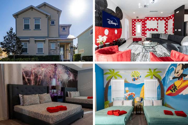 Vacation rental for 12 people, with pool and lake view as well as balcony and yard, kid friendly in Reunion Resort