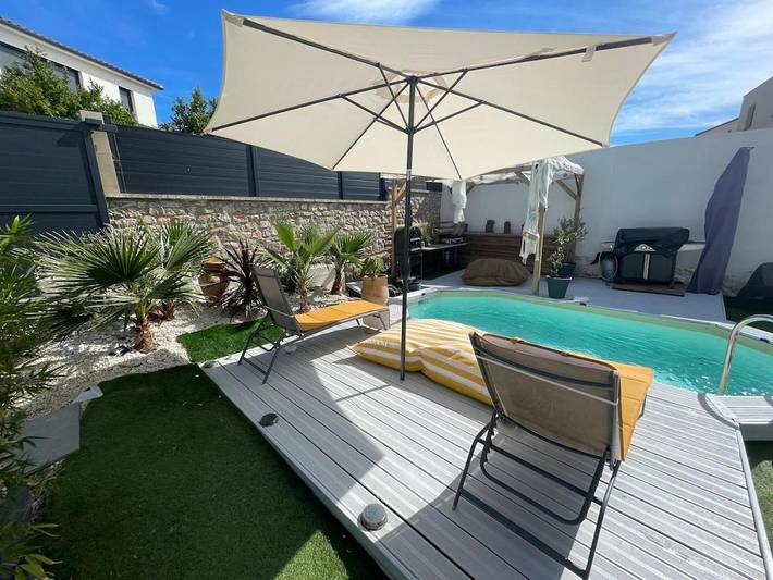 Maison de vacances pour 6 personnes, avec Terrasse ainsi que Jardin et Piscine à Gigean