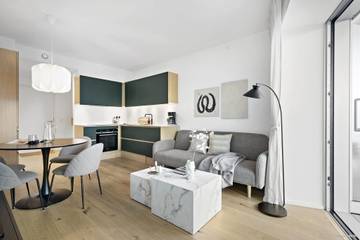 Ferienwohnung für 3 Personen, mit Seeblick und Garten sowie Balkon, kinderfreundlich in Aarhus
