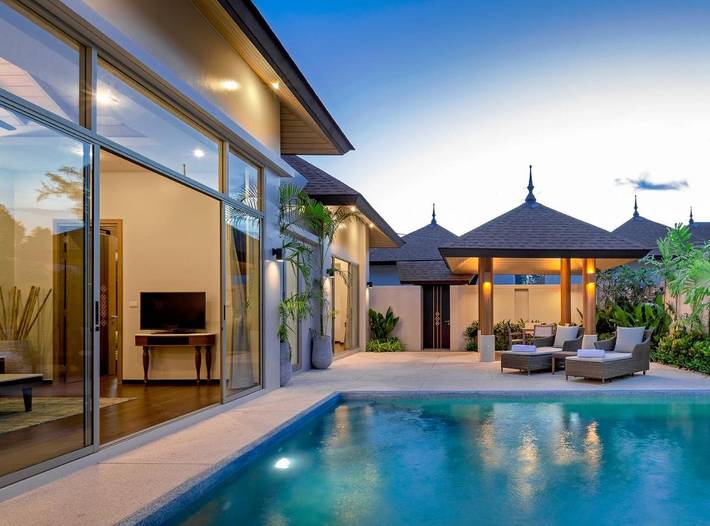 Bungalow für 2 Personen, mit Pool und Ausblick sowie Kinderpool und Garten, kinderfreundlich in Thailand
