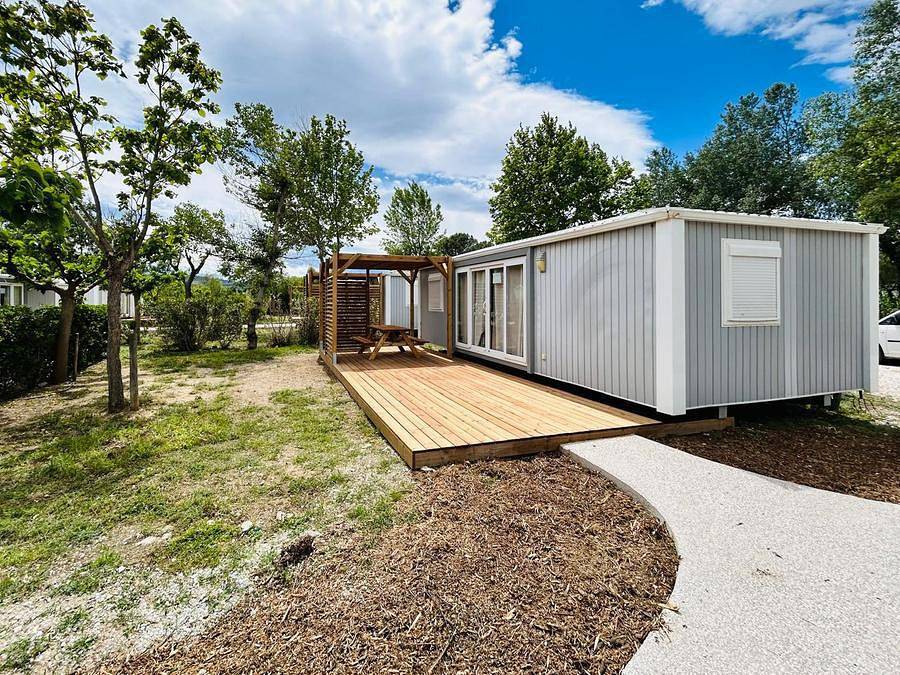 Camping La Tour de France - Mobilheim 6 personen - 3 Zimmer Premium (Klima + Plancha) in Latour-de-France, Regionaler Naturpark Corbières-Fenouillèdes