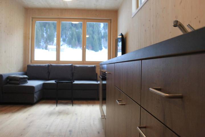 Ganze Wohnung, Ferienwohnung 'Bergreich 1' mit Bergblick, Balkon und WLAN in Bregenzerwald (Vorarlberg), Schoppernau