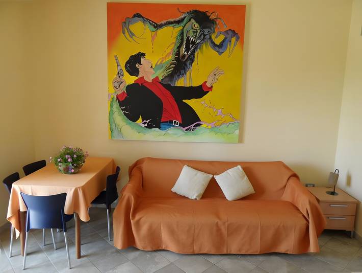 Apartamento entero, Apartamento 'Comics' con vistas al mar, Wi-Fi y aire acondicionado in Vibonati, Cilento Coast