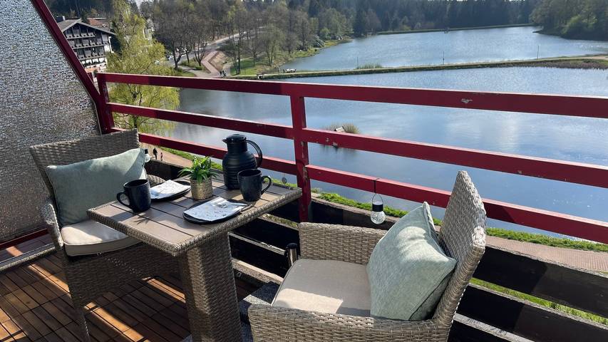 Ferienwohnung für 3 Personen, mit Balkon und Ausblick sowie Seeblick im Harz