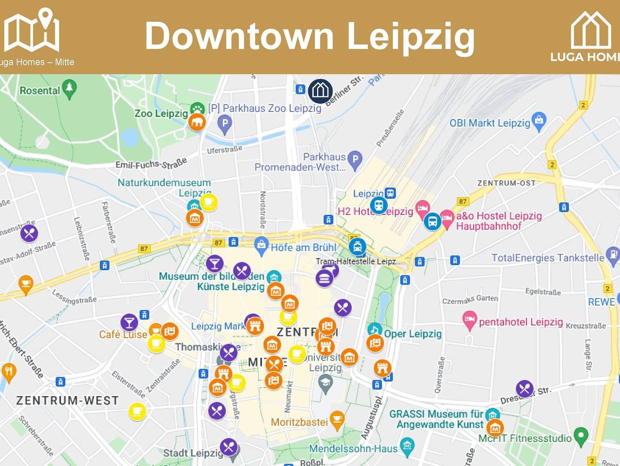 Ganze Ferienwohnung, Luga Homes - Mitte - *Midtown* 2-Zimmer-Appartement mit Küche in Leipzig Mitte, Leipzig
