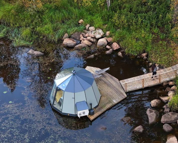 Camping für 2 Personen, mit Terrasse und Ausblick in Finnland