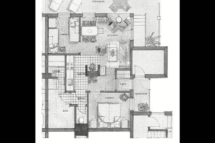 Ferienwohnung für 6 Personen, mit Balkon und Whirlpool sowie Garten und Pool