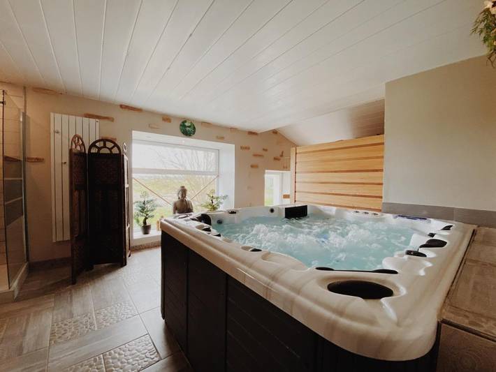 Gîte pour 12 personnes, avec sauna et piscine ainsi que jardin et jacuzzi à Prissé-la-Charrière