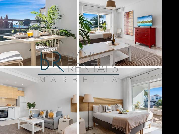 Ferieleilighet for 2 personer, Sjøutsikt og Terrasse i tillegg til Hage og Badebasseng i Puerto Banús