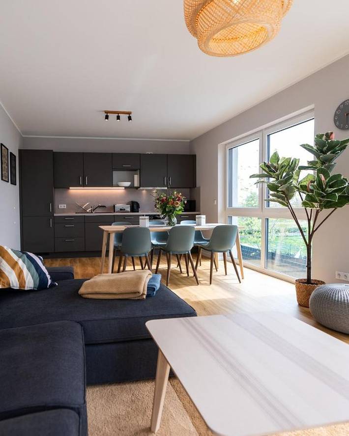 Ferienwohnung für 6 Personen, mit Balkon und Seeblick sowie Ausblick in Muldestausee