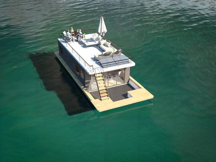 Bateau pour 6 personnes, avec Terrasse et Piscine ainsi que Vue sur le lac et Vue