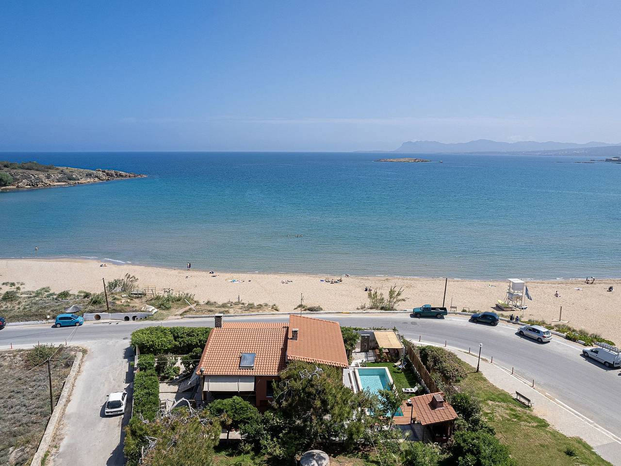 Am Strand mit Pool für eine oder zwei Familien in Daratsos, Chania en omgeving