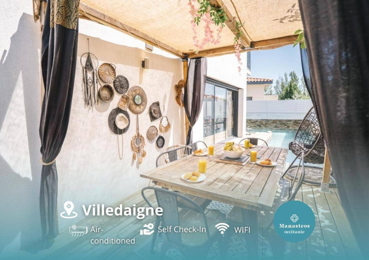 Maison climatisée patio et piscine Calme & confort in Villedaigne, Côte méditerranéenne (France)