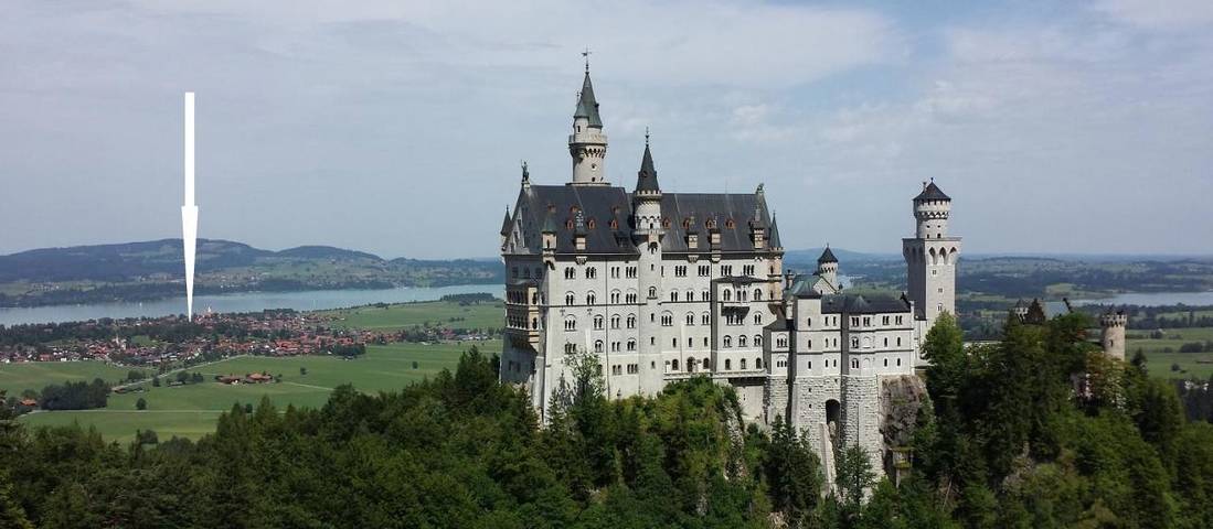 Ferienwohnung für 5 Personen, mit Balkon und Terrasse sowie Seeblick und Ausblick in Schwangau