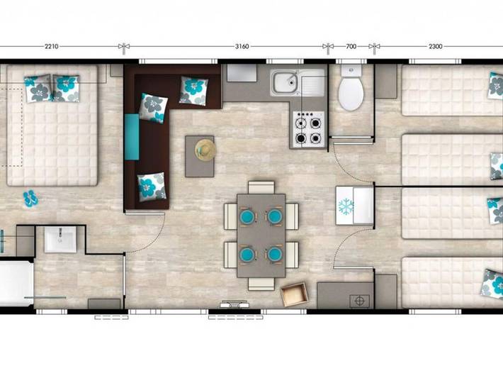 Mobil home pour 6 personnes, avec piscine et terrasse, animaux acceptés dans Plage De La Banche Binic - 4