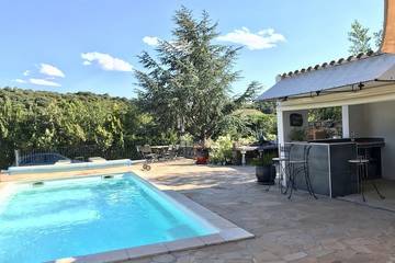 Location de vacances pour 6 personnes, avec terrasse ainsi que jardin et piscine à Roquebrun