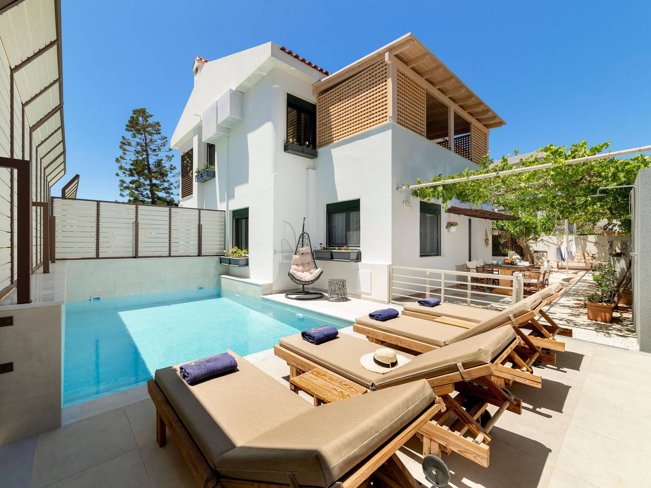 Villa Krevatina mit privatem Pool und großer Veranda in Koutsouras, Lasithi