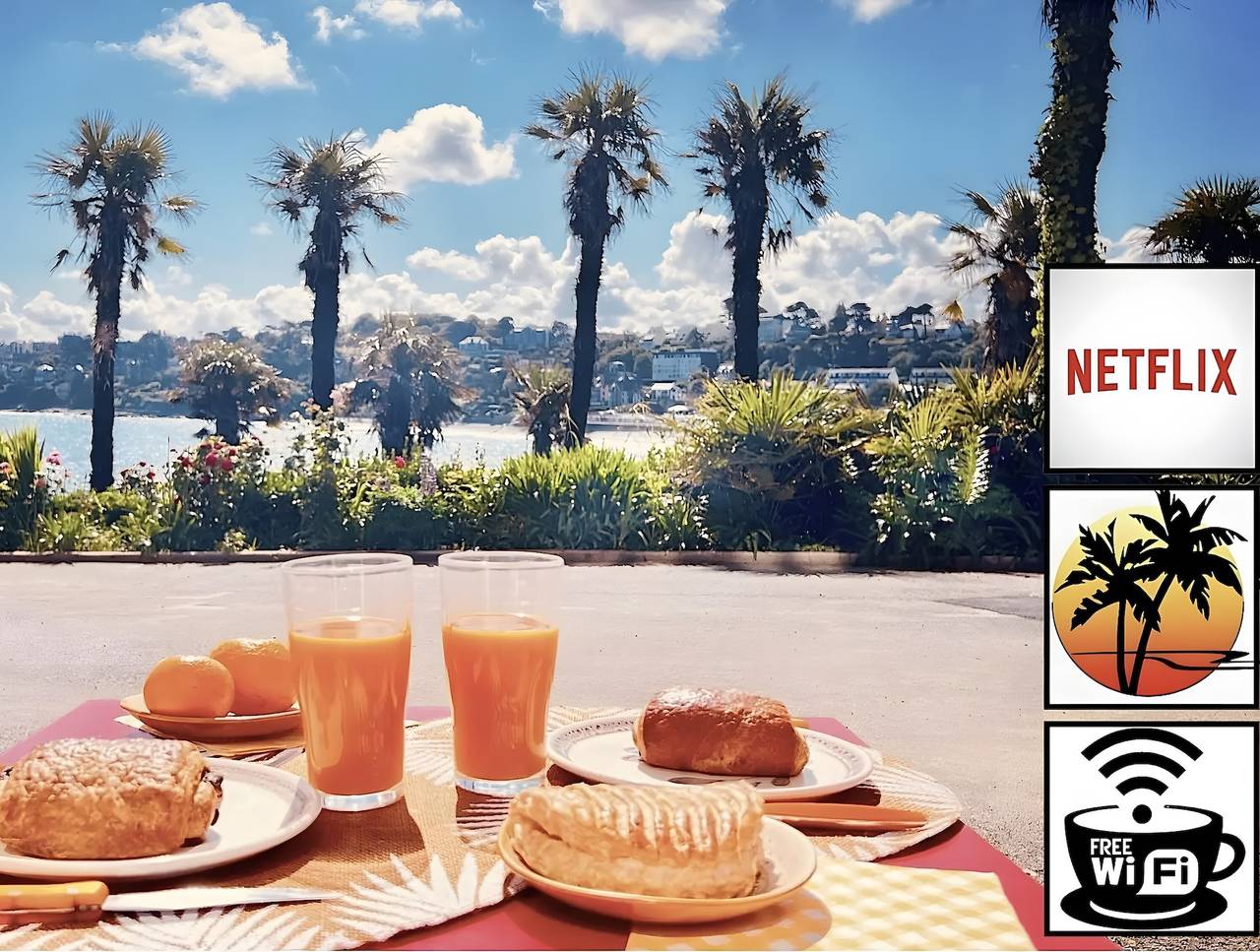 Appartement entier, Appartement 'Appartement Vue Mer, Palmiers' avec vue sur mer, terrasse privée et Wi-Fi in Perros-Guirec, Côte de Granit Rose