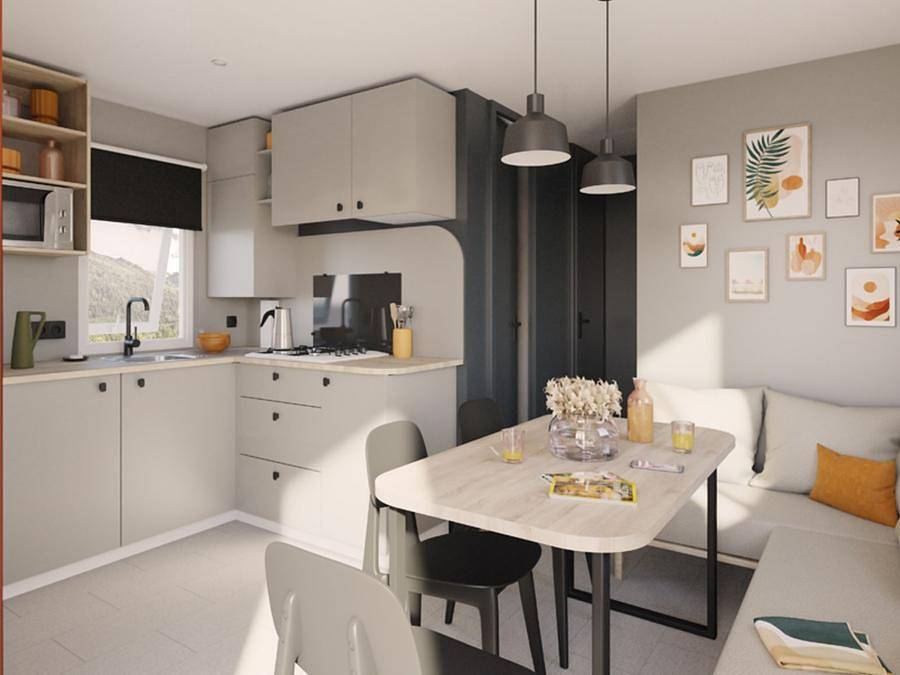 Camping Le Braou - Mobilhome 6 personnes - Privilège 27m² - 3 chambres - Clim + Tv + Lave-vaisselle in Audenge, Région d'Arcachon