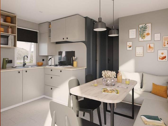 Camping Le Braou - Mobilheim 6 personen - Privilège 27m² - 3 Schlafzimmer - Clim + Tv + Geschirrspülmaschine in Audenge, Arcachon und Umgebung