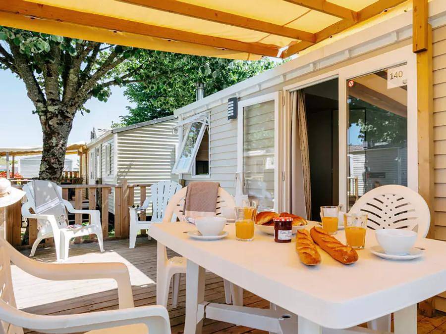 Camping Lou Pignada  - Mobilheim 8 personen - Mobilheim | Comfort | 3 Zi. | 6/8 Pers. | Hochterrasse | 1 Bad | Klima | Tv in Messanges, Côte d’Argent