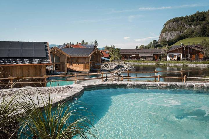 Hütte für 2 Personen, mit Garten und Sauna sowie Seeblick im Allgäu