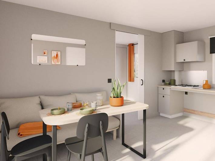 Camping Le Braou - Mobilheim 4 personen - Privilège Pmr 30m² - 2 Schlafzimmer - Clim + Tv + Geschirrspülmaschine in Audenge, Arcachon und Umgebung