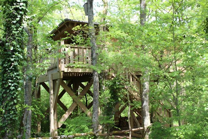 Cabane dans les arbres pour 4 personnes, avec piscine et jardin ainsi que jacuzzi et terrasse, animaux acceptés à Lavaurette - 2