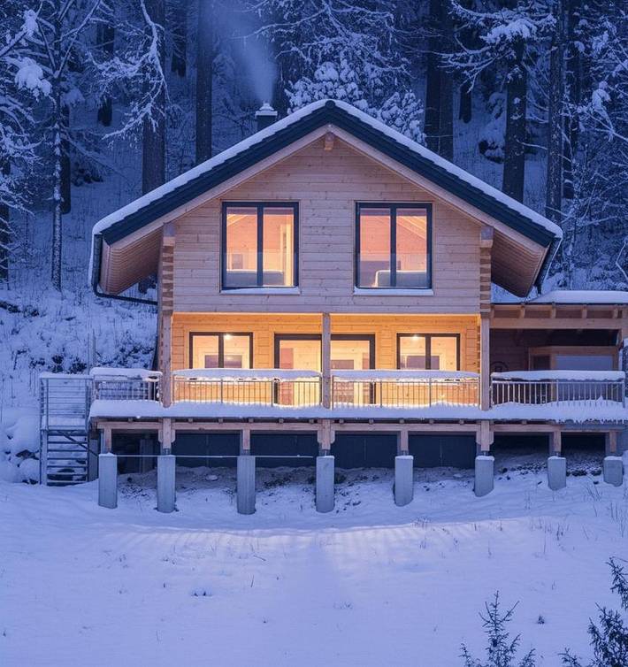 Ferienhaus für 6 Personen, mit Balkon und Sauna sowie Ausblick