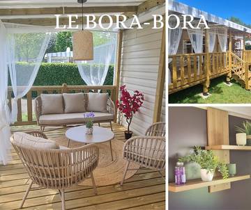 Mobil home pour 8 personnes, avec terrasse ainsi que piscine et jardin à Gastes