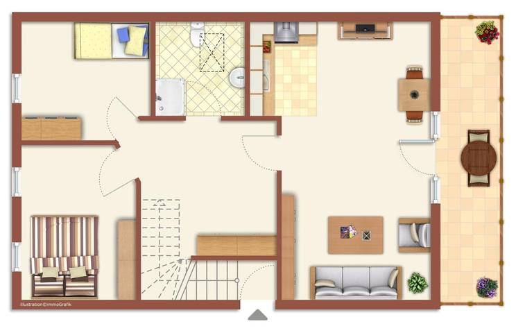 Ferienwohnung für 3 Personen, mit Balkon und Meerblick sowie Balkon/Terrasse, kinderfreundlich in Rostock und Umgebung - 2