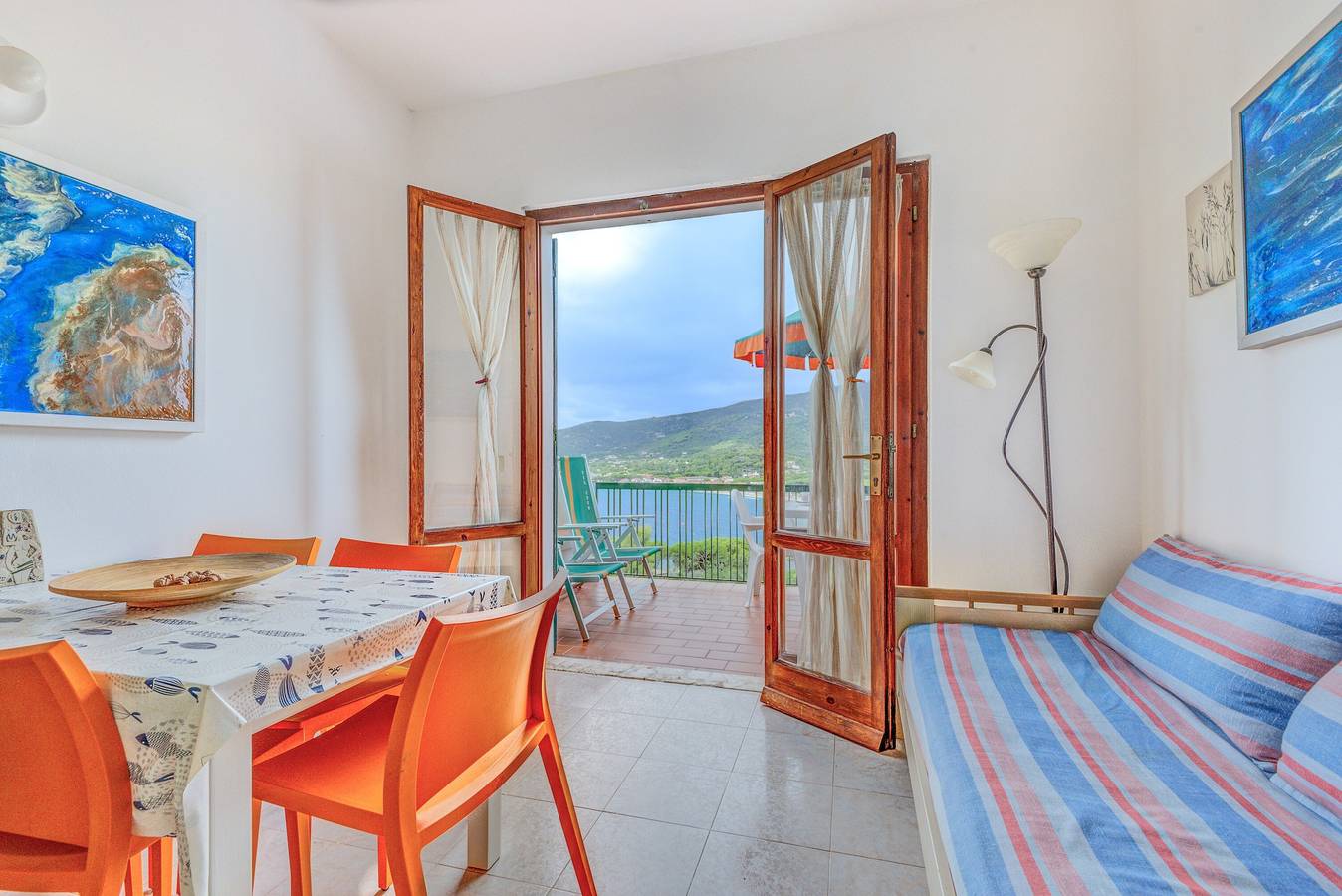 Ganze Wohnung, Die Terrasse mit Panoramablick über die Bucht von Marina di Campo in Marina di Campo, Campo nell'Elba